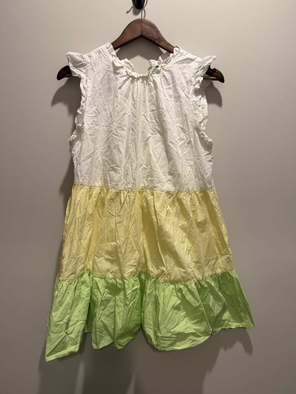 HYPE White, Yellow & Green Tiered Ruffle Dress, Size M